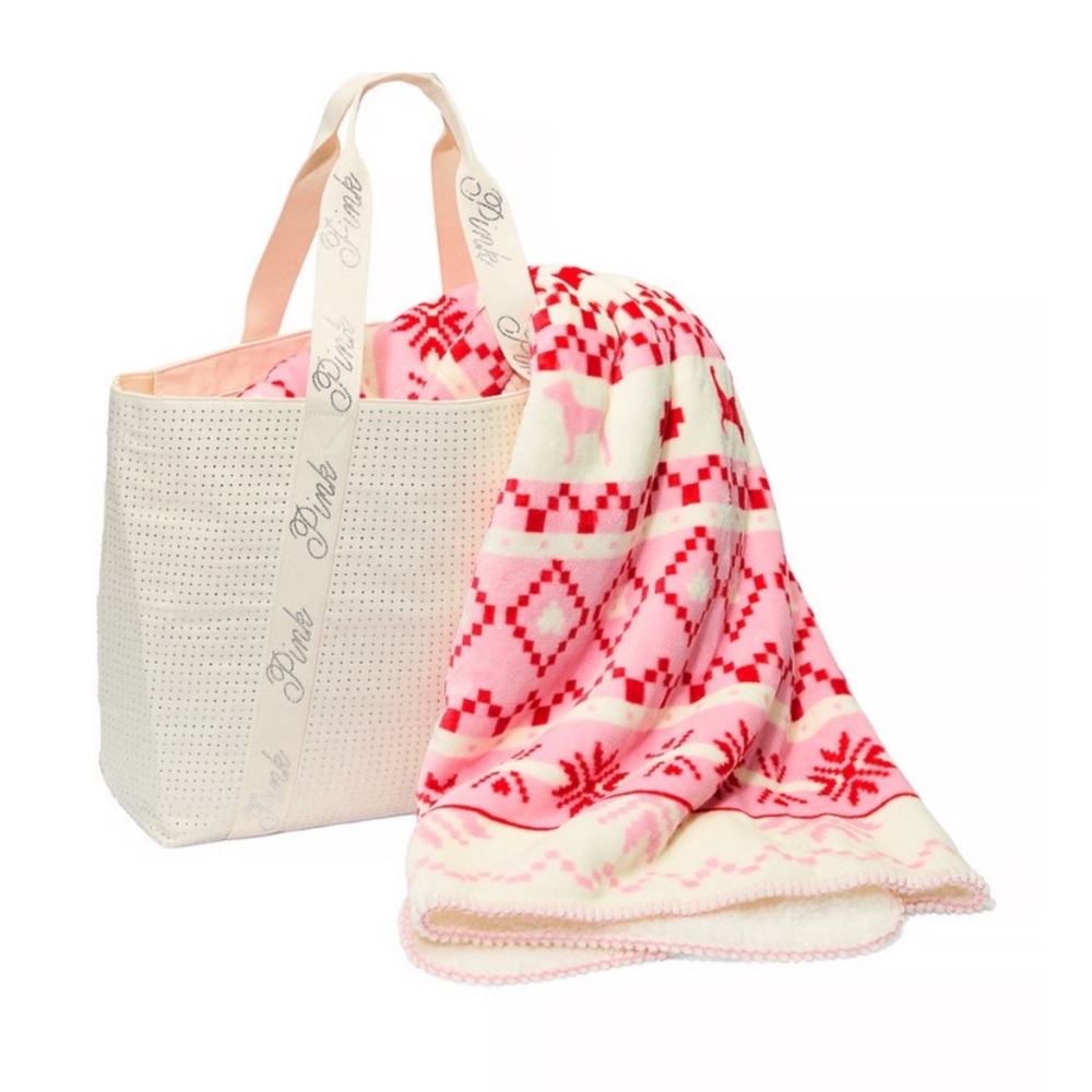 VS Pink Cozy Plush Blanket & Bling Tote